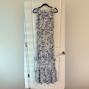 Reformation Magnus Blue and White Floral Dress